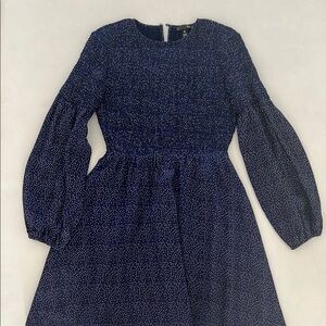 Aqua Blue Blue dress with white dot pattern